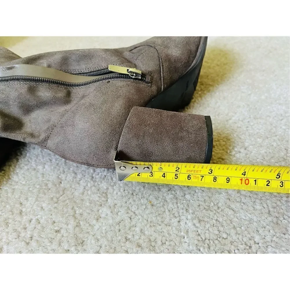 Marc Fisher Suede Over The Knee Green Olive Heel Boots sz 10M